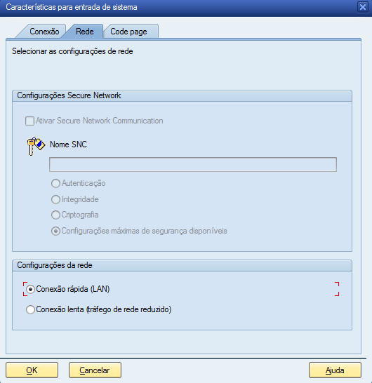 SAP Logon - Conexão - Rede